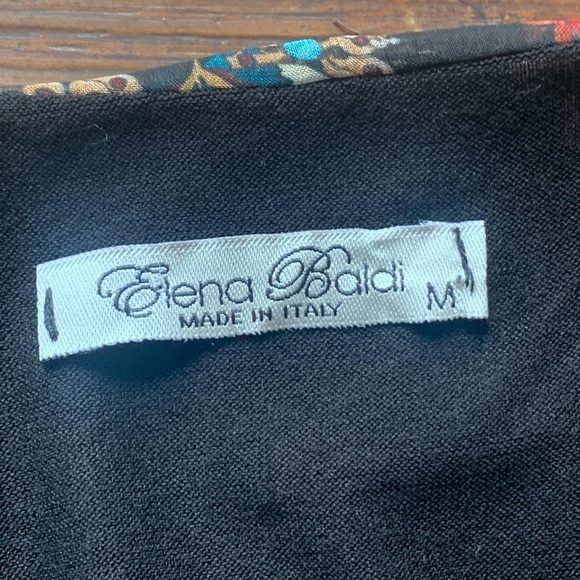 ELENA BALDI Italy Silk Blend Floral V-neck Long Sleeve Hi Low Hem Dress Size Med - Picture 9 of 12